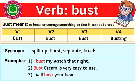 bust englisch|bust verb synonym.